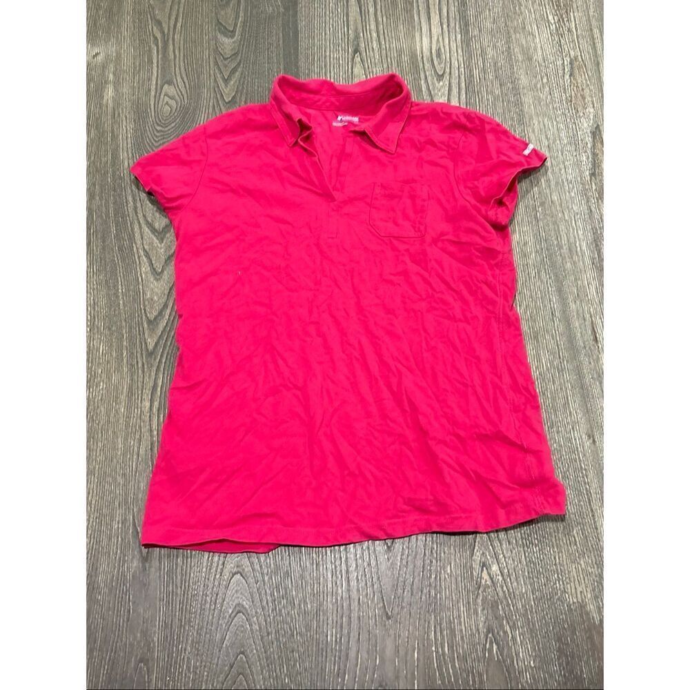 Columbia Polo Shirt Short Sleeve Collared Cotton Blend Pullover Pink Top Size L